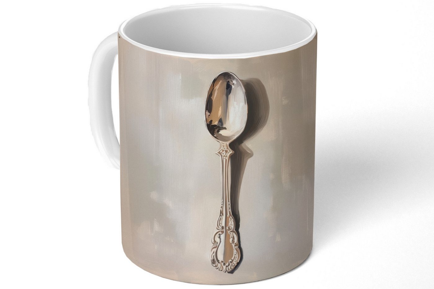 MuchoWow Tasse Löffel - Farbe - Silber, Keramik, Kaffeetassen, Teetasse, Becher, Kaffeebecher, Geschenk MuchoWow Tasse Löffel - Farbe - Silber, Keramik, Kaffeetassen, Teetasse, Becher, Kaffeebecher, Geschenk von MuchoWow