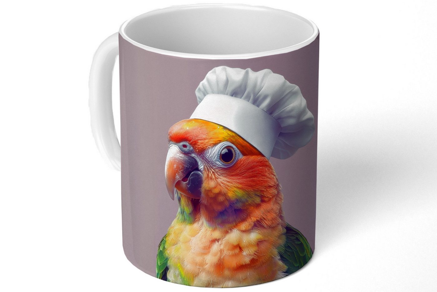 MuchoWow Tasse Papagei - Kochmütze - Neugierig - Vogel MuchoWow Tasse Papagei - Kochmütze - Neugierig - Vogel von MuchoWow