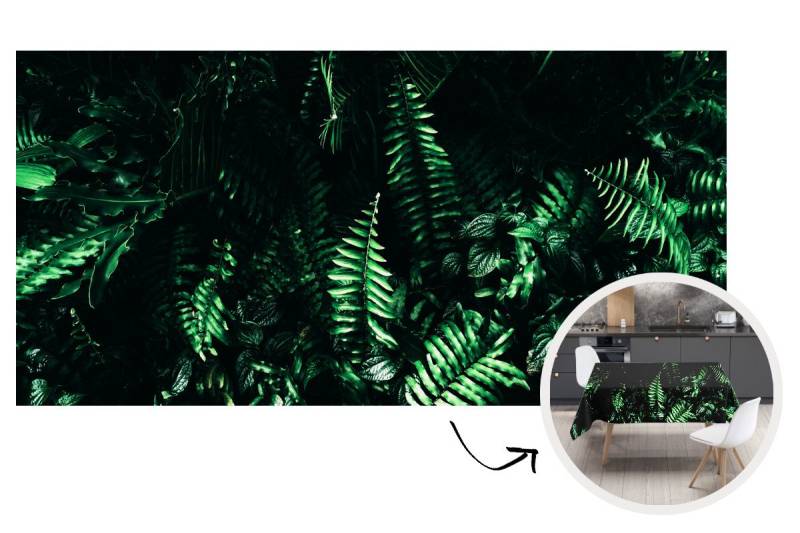 MuchoWow Tischdecke Blätter - Dschungel - Natur - Tropisch - Pflanzen, Gartentischdecke und indoor, Wetterfest, Abwaschbar, 260x130 cm von MuchoWow
