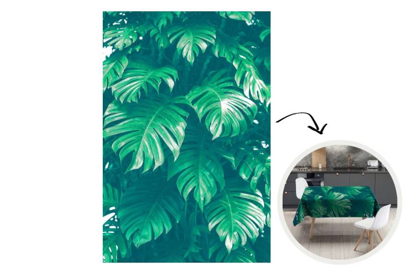MuchoWow Tischdecke Monstera - Blätter - Pflanzen - Dschungel - Natur, Gartentischdecke, Tischdecke indoor, Wetterfest, Deko, 130x200 cm von MuchoWow