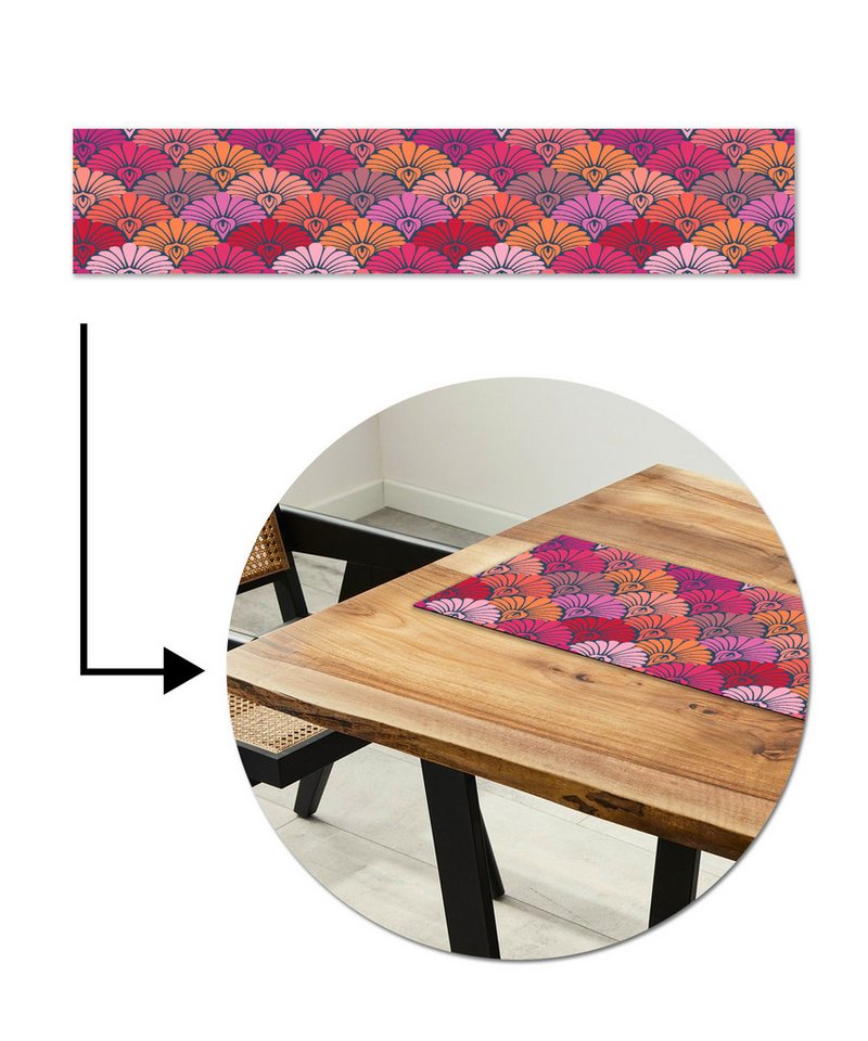 MuchoWow Tischläufer Muster - Art Deco - Rosa - Blumen, Tisch Dekoration für Esszimmer, Wohnzimmer, Pflegeleicht, 150x30 cm MuchoWow Tischläufer Muster - Art Deco - Rosa - Blumen, Tisch Dekoration für Esszimmer, Wohnzimmer, Pflegeleicht, 150x30 cm von MuchoWow