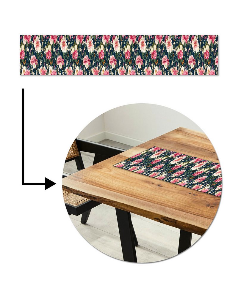 MuchoWow Tischläufer Muster - Rose - Blätter, Tisch Dekoration für Esszimmer, Wohnzimmer, Pflegeleicht, 150x30 cm MuchoWow Tischläufer Muster - Rose - Blätter, Tisch Dekoration für Esszimmer, Wohnzimmer, Pflegeleicht, 150x30 cm von MuchoWow