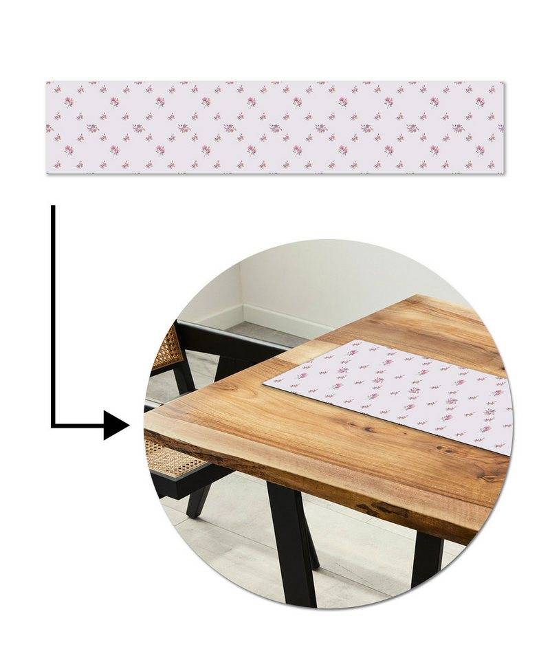 MuchoWow Tischläufer Muster - Rosen - Blumen, Tisch Dekoration für Esszimmer, Wohnzimmer, Pflegeleicht, 150x30 cm von MuchoWow
