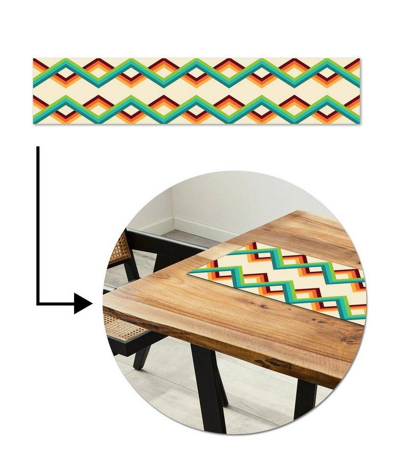 MuchoWow Tischläufer Retro - Streifen - Design - Siebziger Jahre, Tisch Dekoration für Esszimmer, Wohnzimmer, Pflegeleicht, 150x30 cm von MuchoWow