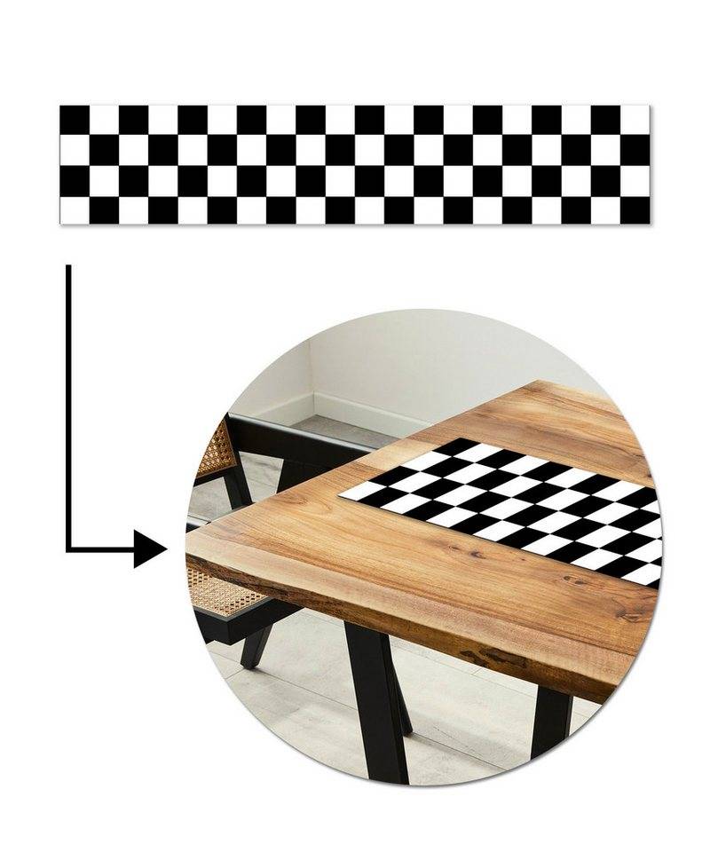 MuchoWow Tischläufer Schachbrett - Muster - Schwarz und Weiß, Tisch Dekoration für Esszimmer, Wohnzimmer, Pflegeleicht, 150x30 cm von MuchoWow