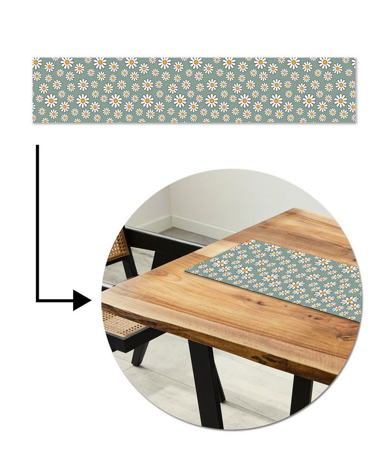 MuchoWow Tischläufer Schnittmuster - Vintage - Blumen - Gänseblümchen, Tisch Dekoration für Esszimmer, Wohnzimmer, Pflegeleicht, 150x30 cm MuchoWow Tischläufer Schnittmuster - Vintage - Blumen - Gänseblümchen, Tisch Dekoration für Esszimmer, Wohnzimmer, Pflegeleicht, 150x30 cm von MuchoWow