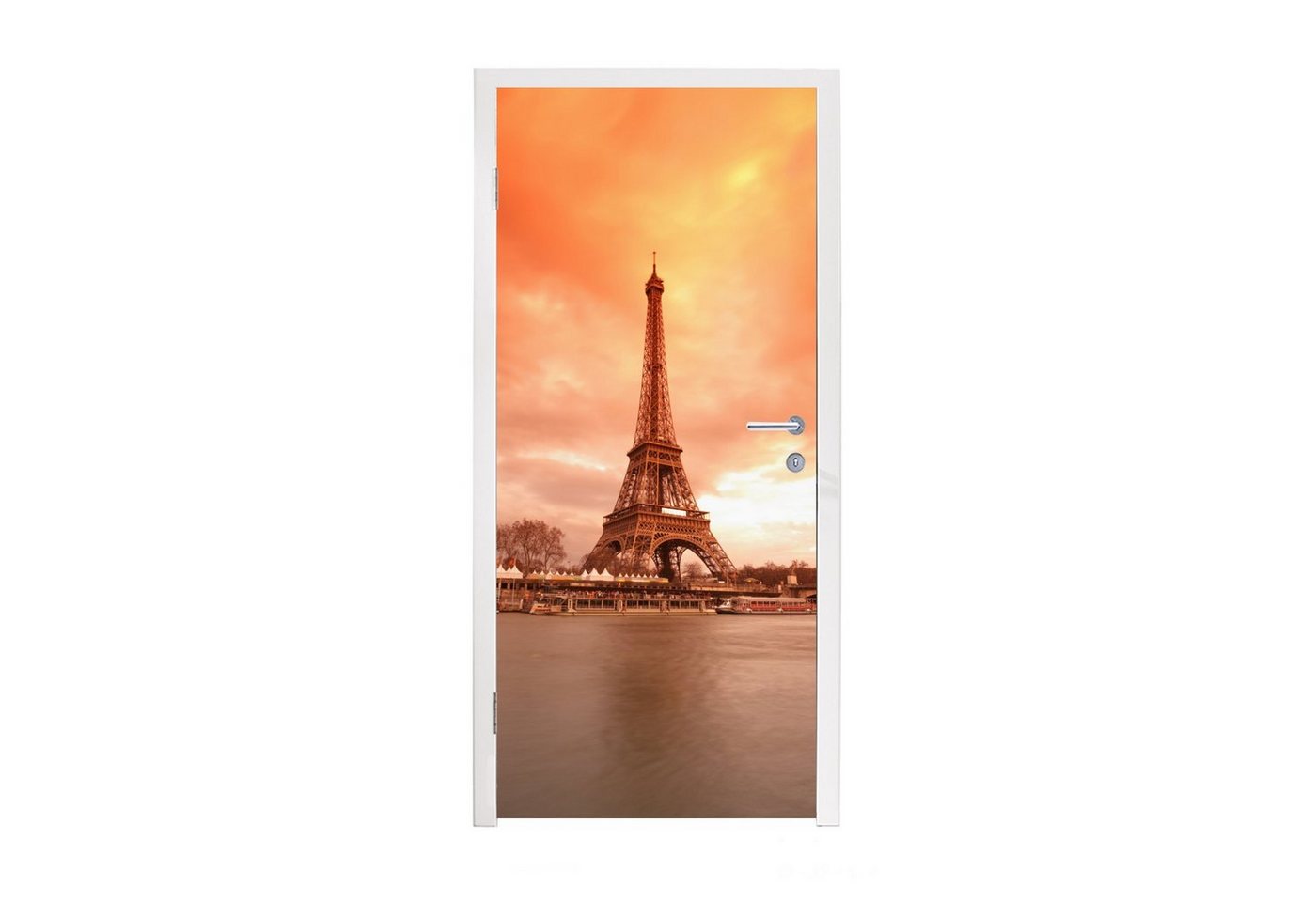 MuchoWow Türtapete Eiffelturm - Paris - Himmel, Matt, bedruckt, (1 St), Fototapete für Tür, Türaufkleber, 75x205 cm von MuchoWow