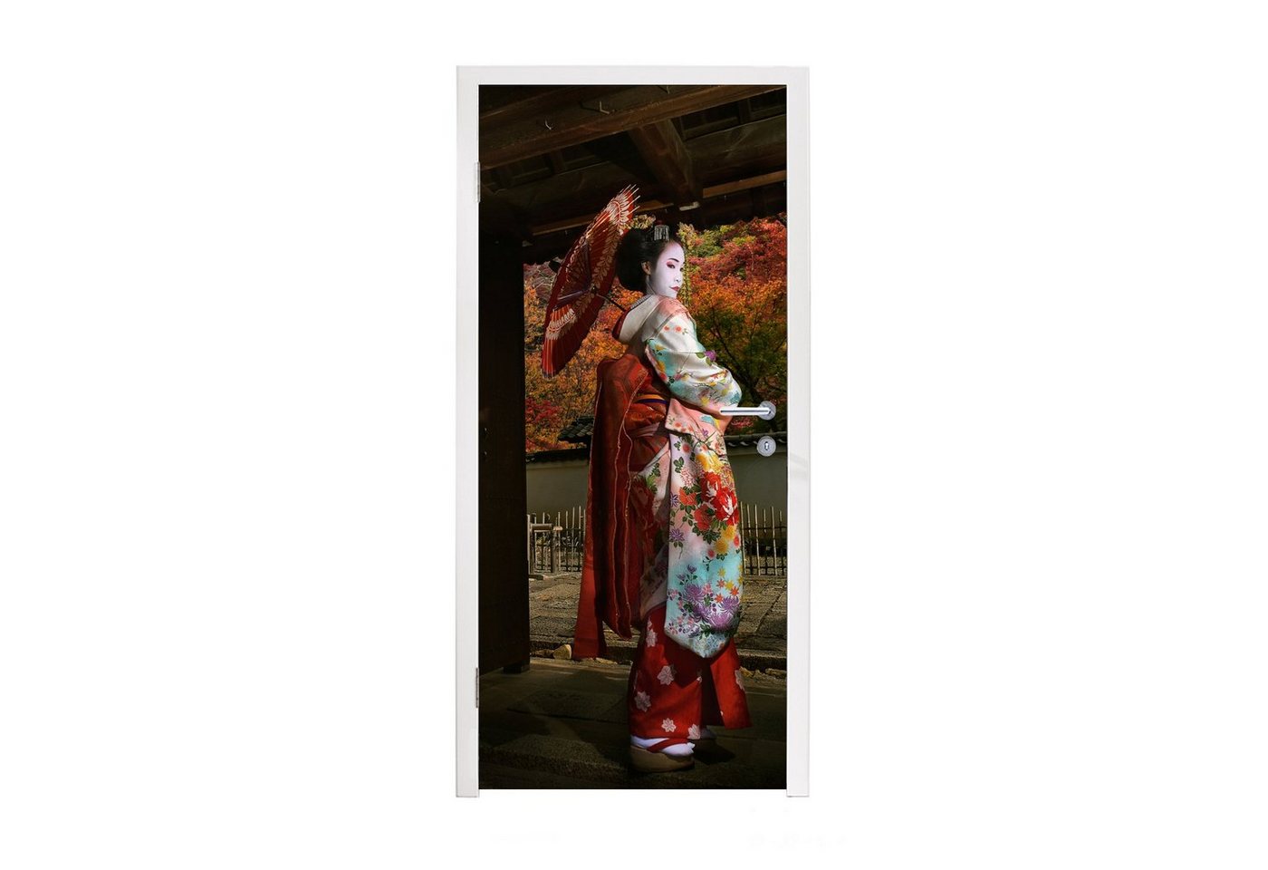 MuchoWow Türtapete Geisha in Gion in Japan, Matt, bedruckt, (1 St), Fototapete für Tür, Türaufkleber, 75x205 cm von MuchoWow