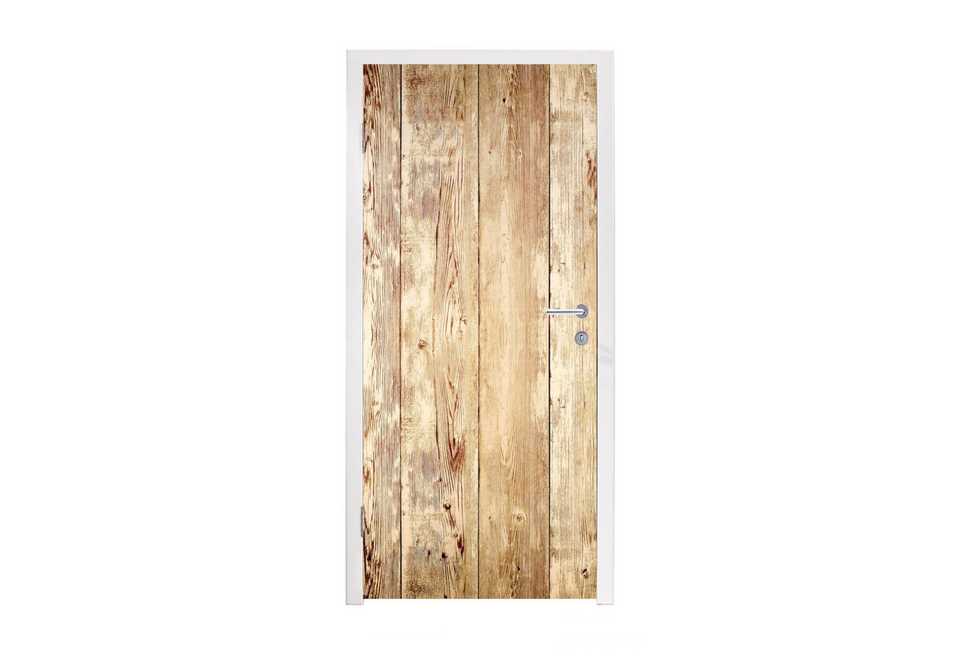 MuchoWow Türtapete Holz - Vintage - Landhausdiele - Eiche, Matt, bedruckt, (1 St), Selbstklebende Tapete, Folie für Möbel, 75x205 cm von MuchoWow