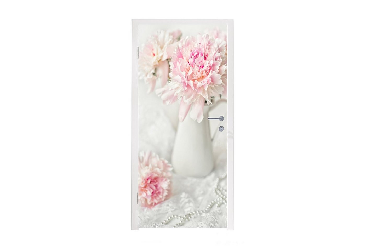 MuchoWow Türtapete Karaffe - Blumen - Stilleben, Matt, bedruckt, (1 St), Selbstklebende Tapete, Folie für Möbel, 75x205 cm von MuchoWow