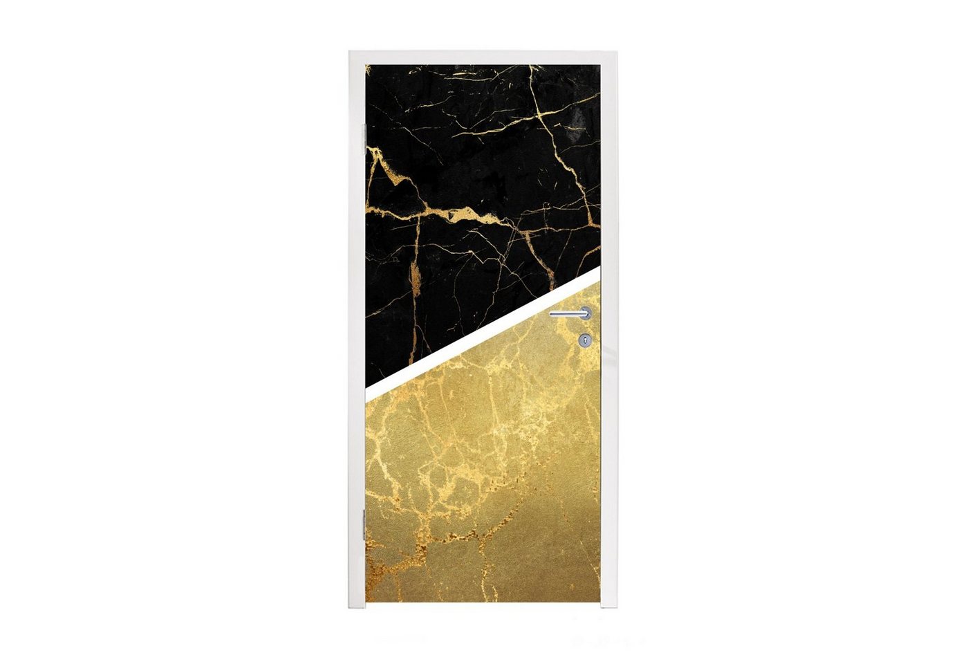 MuchoWow Türtapete Marmor - Schwarz - Gold, Matt, bedruckt, (1 St), Fototapete für Tür, Türaufkleber, 75x205 cm von MuchoWow