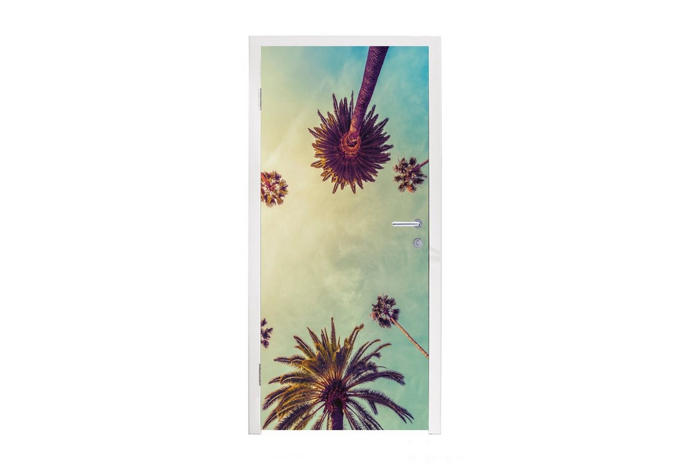 MuchoWow Türtapete Palme - Himmel - Bäume - Sommer - Tropisch, Matt, bedruckt, (1 St), Fototapete für Tür, Türaufkleber, 75x205 cm von MuchoWow