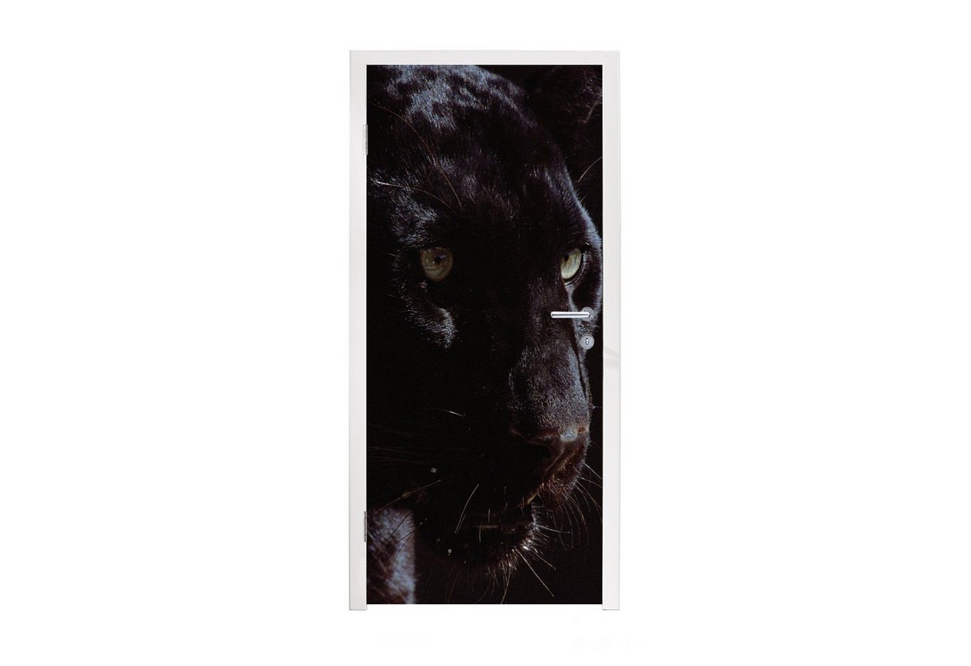 MuchoWow Türtapete Panther - Tier - Schwarz, Matt, bedruckt, (1 St), Fototapete für Tür, Türaufkleber, 75x205 cm von MuchoWow