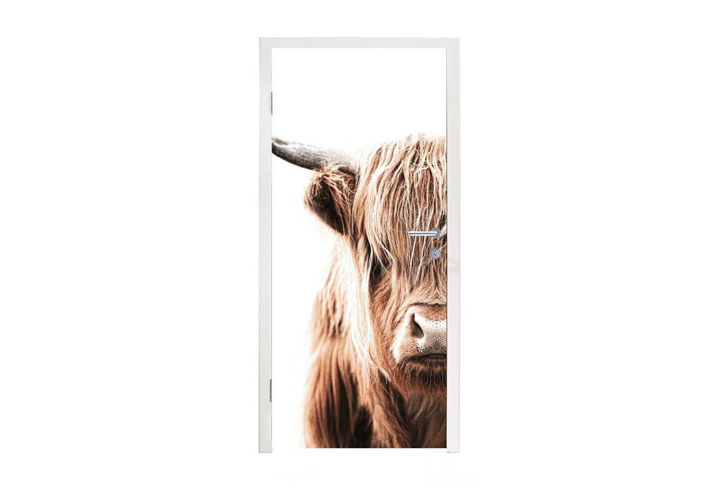 MuchoWow Türtapete Schottischer Highlander - Kuh - Tiere, Matt, bedruckt, (1 St), Fototapete für Tür, Türaufkleber, 75x205 cm von MuchoWow