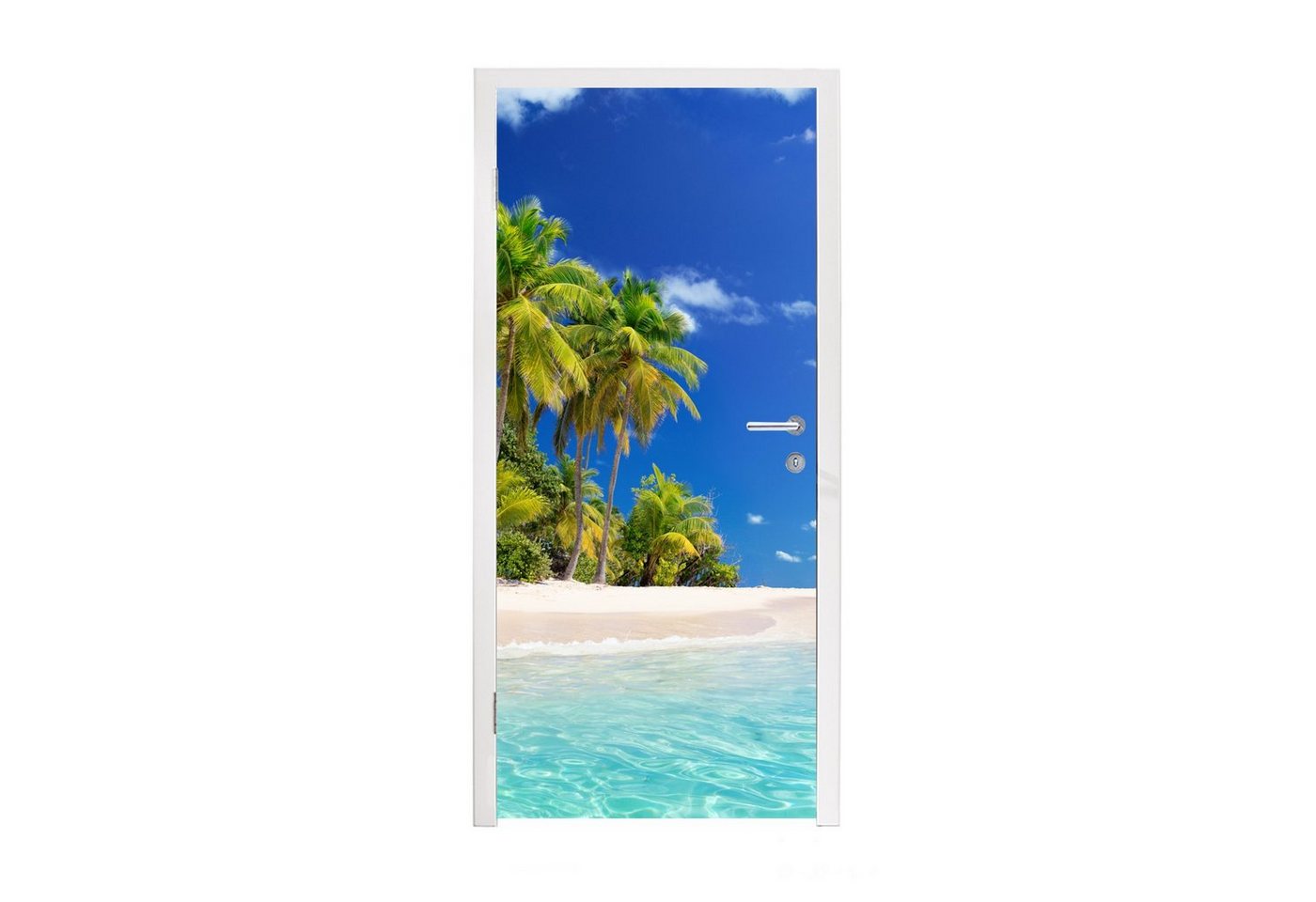 MuchoWow Türtapete Strand - Meer - Palme - Sonne - Sommer, Matt, bedruckt, (1 St), Fototapete für Tür, Türaufkleber, 75x205 cm von MuchoWow