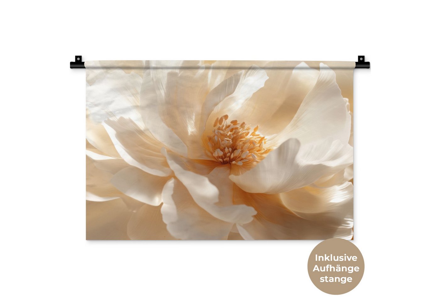 MuchoWow Wandteppich Nahaufnahme - Pfingstrose - Weiß, Rechteckig, Höhe: 3 mm, Wandteppich für Wohnzimmer, Schlafzimmer, 60x40 cm MuchoWow Wandteppich Nahaufnahme - Pfingstrose - Weiß, Rechteckig, Höhe: 3 mm, Wandteppich für Wohnzimmer, Schlafzimmer, 60x40 cm von MuchoWow