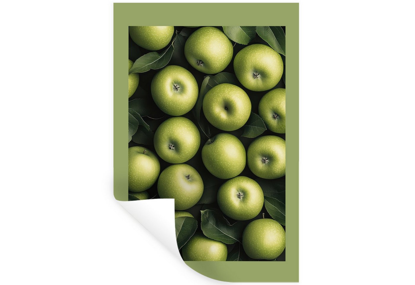 MuchoWow Wandsticker Äpfel - Grün - Blätter (1 St), Wandaufkleber, Selbstklebend, Wohnzimmer, 20x30 cm von MuchoWow