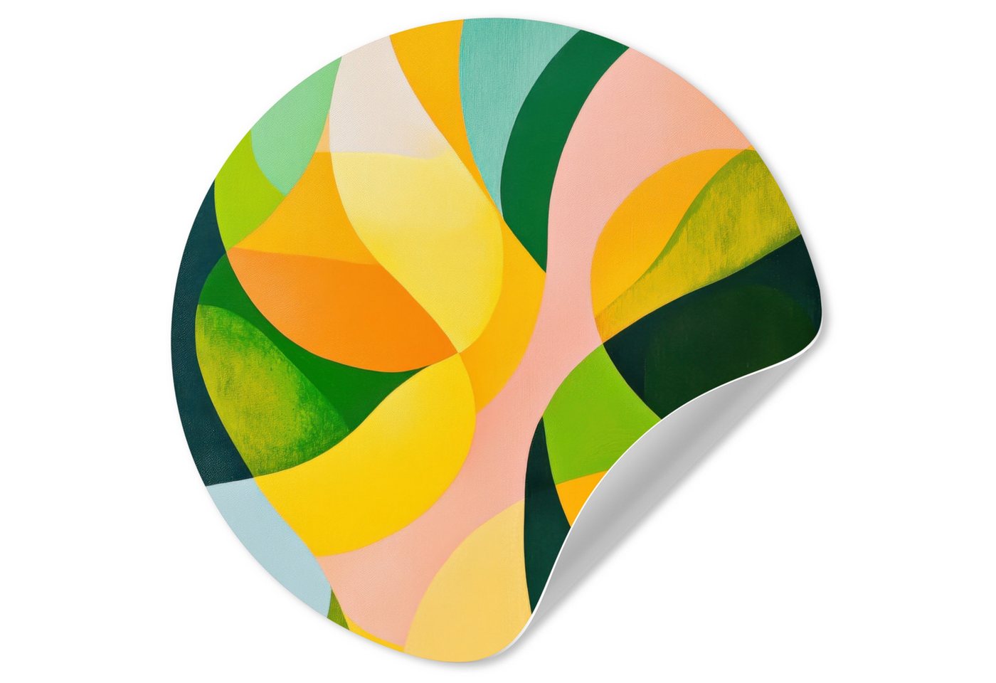 MuchoWow Wandsticker Abstrakt - Gelb - Rosa - Grün (1 St), Wandtattoo Selbstklebend, Wohnzimmer Deko Aufkleber, 30x30 cm von MuchoWow