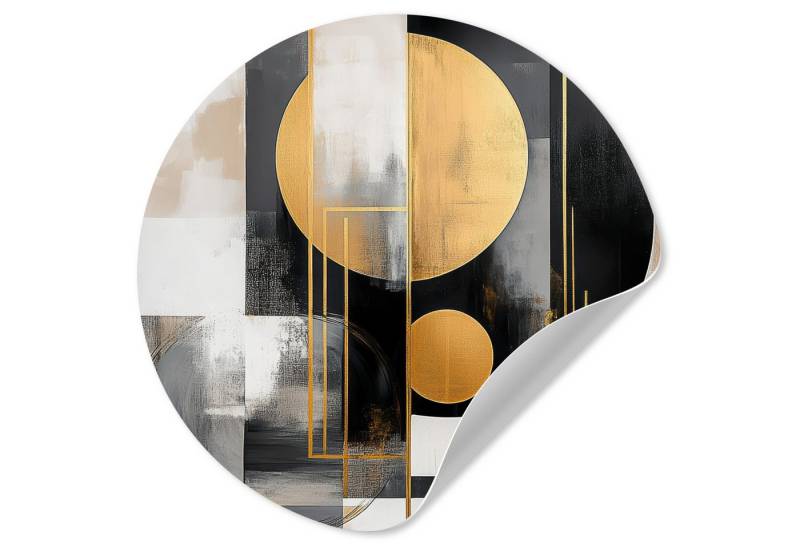 MuchoWow Wandsticker Abstrakt - Gold - Silber - Formen - Ästhetisch - Modern (1 St), Wandtattoo Selbstklebend, Wohnzimmer Deko Aufkleber, 30x30 cm von MuchoWow