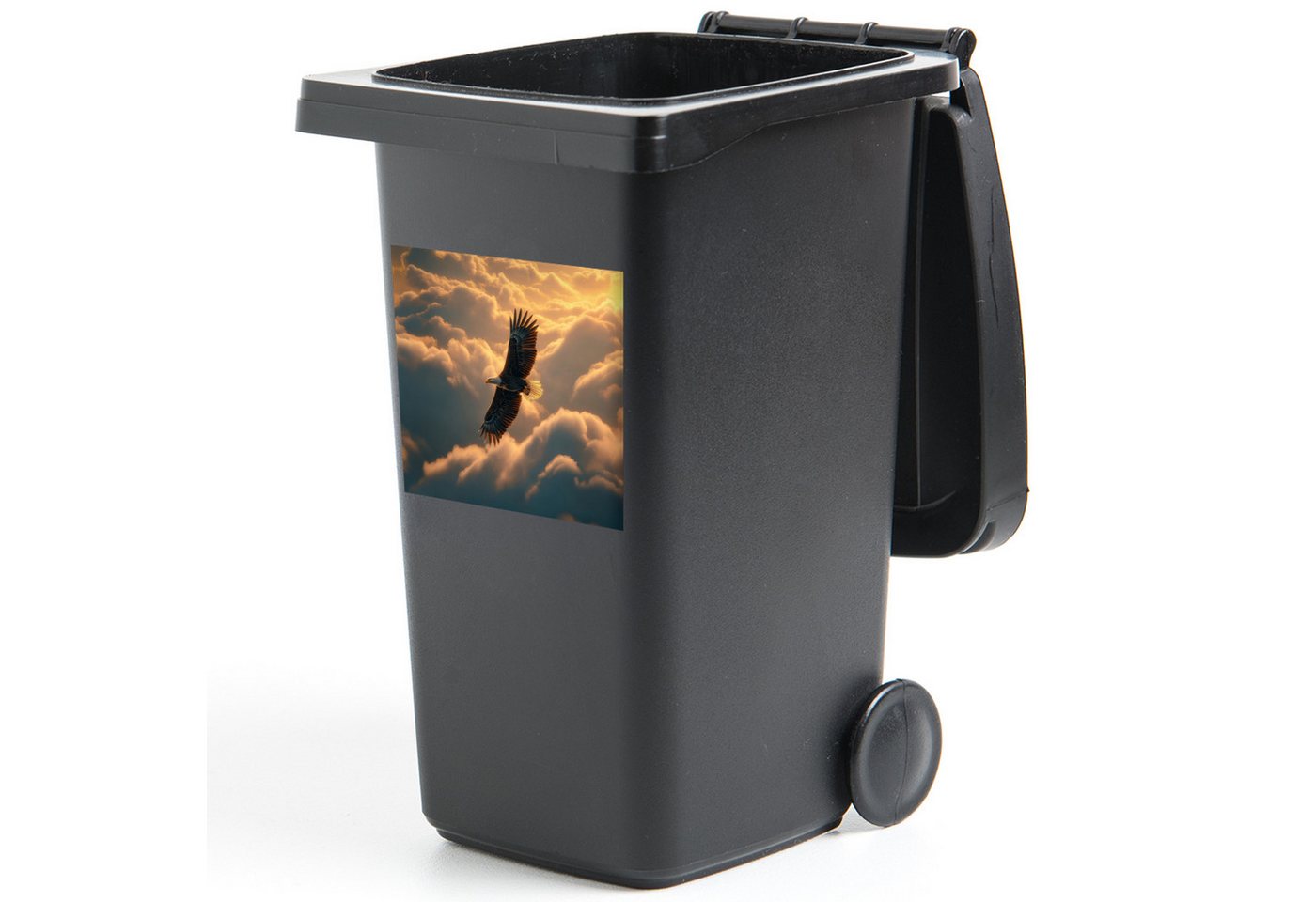 MuchoWow Wandsticker Adler - Wolken - Sonne (1 St), Mülltonnen-Aufkleber, Mülleimer, Mülltonne, Sticker, 40x40 cm von MuchoWow