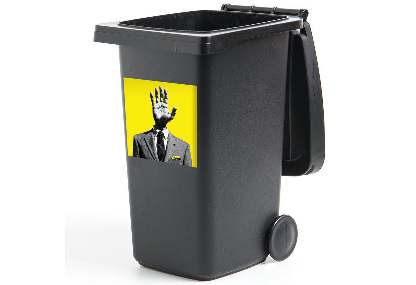 MuchoWow Wandsticker Anzug - Hand - Gelb (1 St), Mülltonnen-Aufkleber, Mülleimer, Mülltonne, Sticker, 40x40 cm von MuchoWow