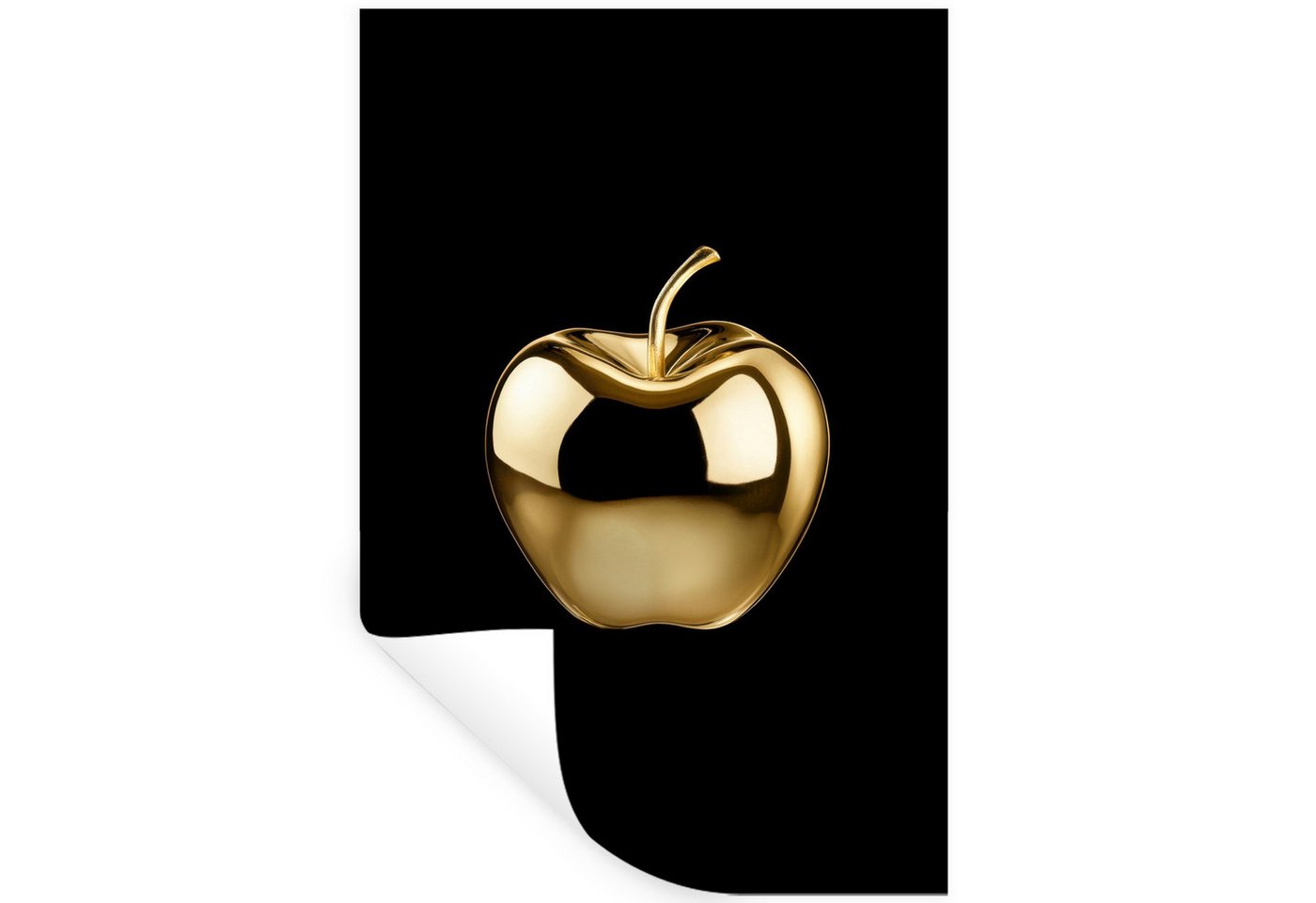 MuchoWow Wandsticker Apfel - Gold - Chrom - Schwarz (1 St), Wandaufkleber, Selbstklebend, Wohnzimmer, 20x30 cm von MuchoWow