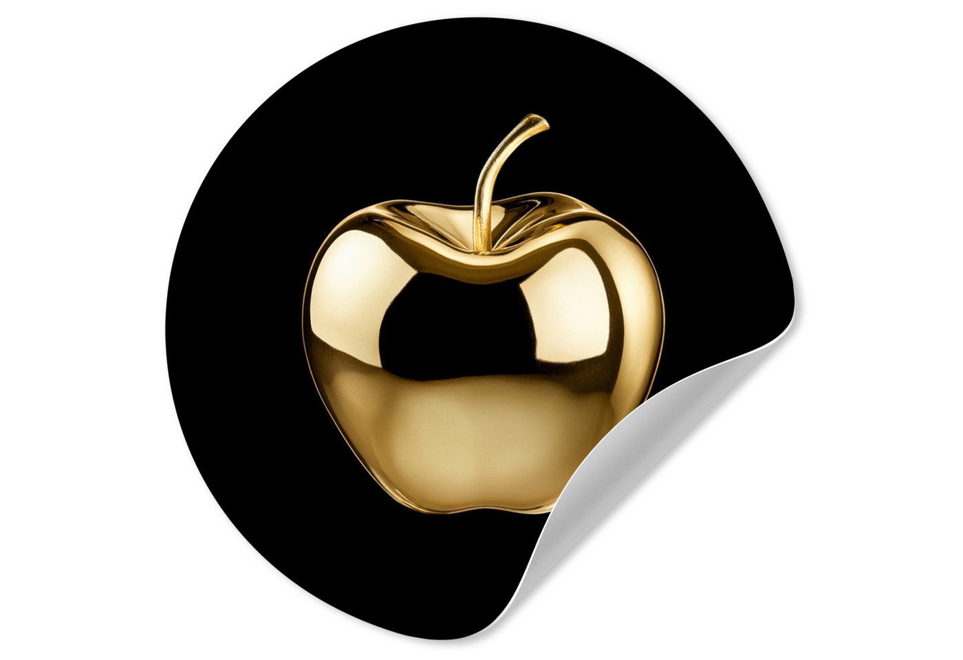 MuchoWow Wandsticker Apfel - Gold - Chrom - Schwarz (1 St), Wandtattoo Selbstklebend, Wohnzimmer Deko Aufkleber, 30x30 cm von MuchoWow
