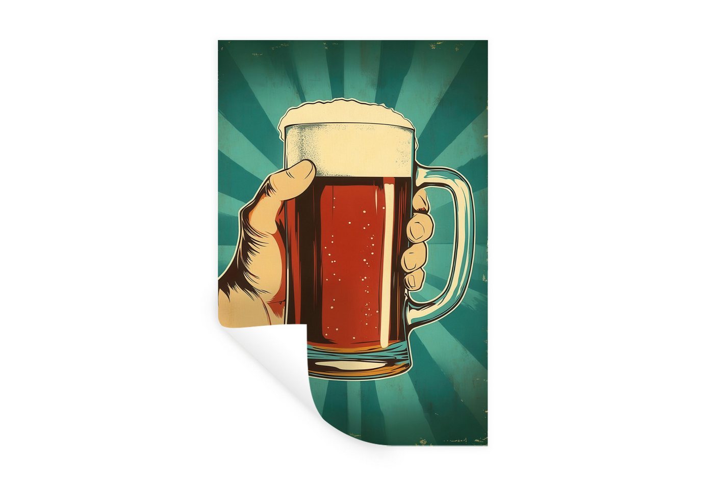 MuchoWow Wandsticker Bierglas - Schaumstoff - Retro - Grün (1 St), Wandtattoo, Selbstklebend, Wohnzimmer, 30x20 cm von MuchoWow