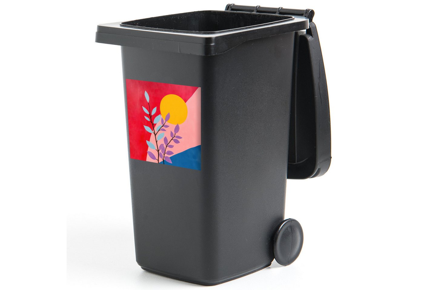 MuchoWow Wandsticker Blätter - Sonne - Abstrakte Formen (1 St), Mülltonnen-Aufkleber, Mülleimer, Mülltonne, Sticker, 40x40 cm von MuchoWow