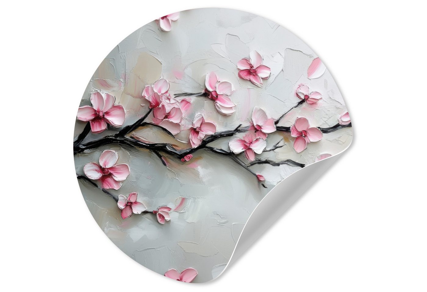 MuchoWow Wandsticker Blüte - Künstlerisch - Rosa - Sakura (1 St), Wandtattoo Selbstklebend, Wohnzimmer Deko Aufkleber, 30x30 cm von MuchoWow
