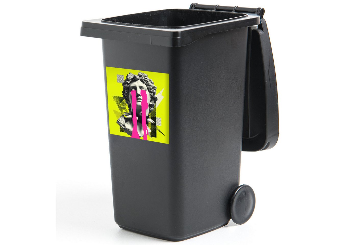 MuchoWow Wandsticker Büste - Farbe - Gelb (1 St), Mülltonnen-Aufkleber, Mülleimer, Mülltonne, Sticker, 40x40 cm von MuchoWow