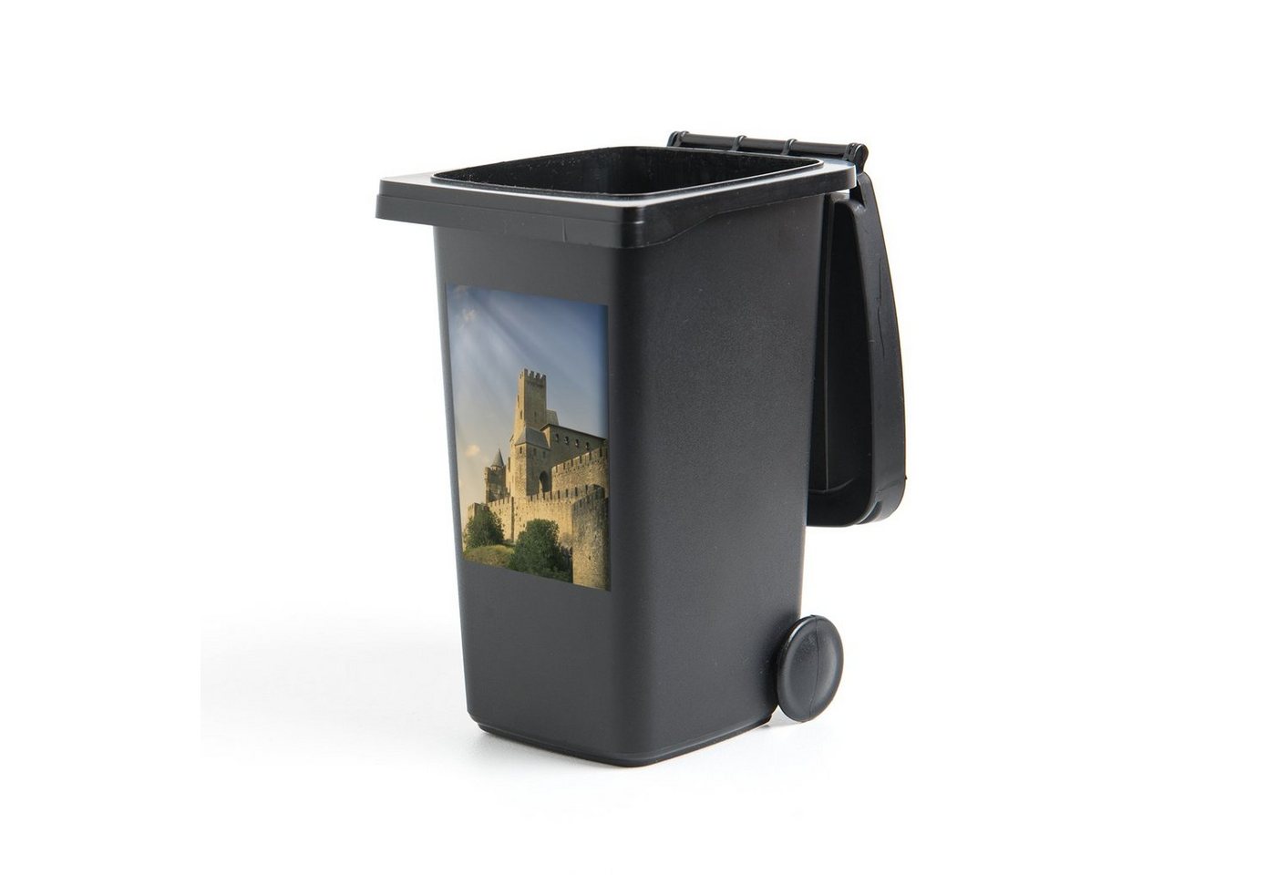 MuchoWow Wandsticker Carcassonne - Sonne - Schloss (1 St), Mülleimer-aufkleber, Mülltonne, Sticker, Container, Abfalbehälter von MuchoWow