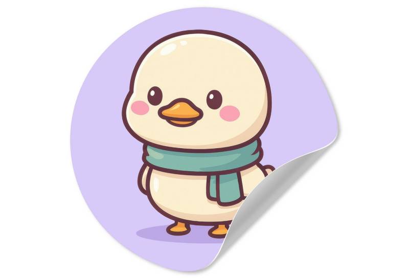 MuchoWow Wandsticker Duck - Schal - Lila (1 St), Wandtattoo Selbstklebend, Wohnzimmer Deko Aufkleber, 30x30 cm von MuchoWow