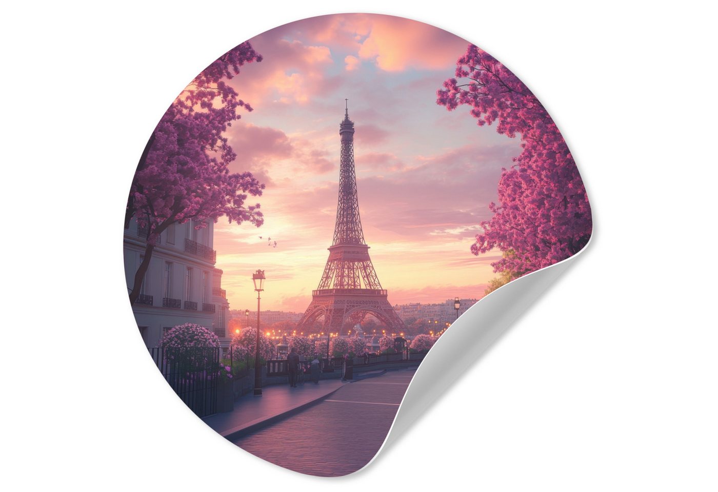 MuchoWow Wandsticker Eiffelturm - Paris - Rosa (1 St), Wandtattoo Selbstklebend, Wohnzimmer Deko Aufkleber, 30x30 cm von MuchoWow