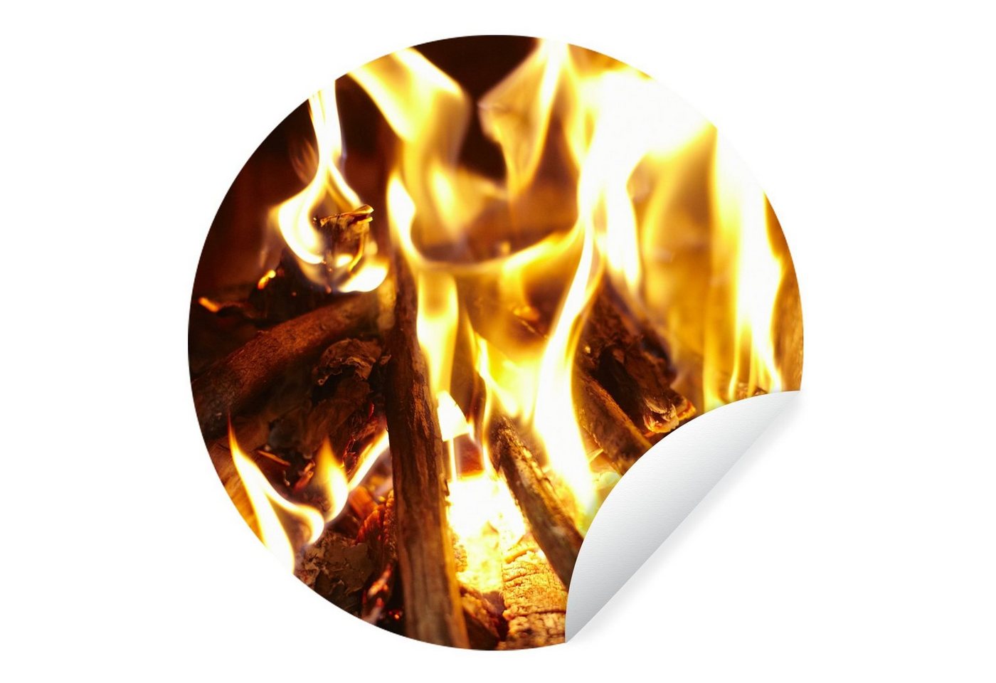 MuchoWow Wandsticker Ein Kamin mit Feuer (1 St), Wandtattoo Selbstklebend, Wohnzimmer Deko Aufkleber, 30x30 cm von MuchoWow