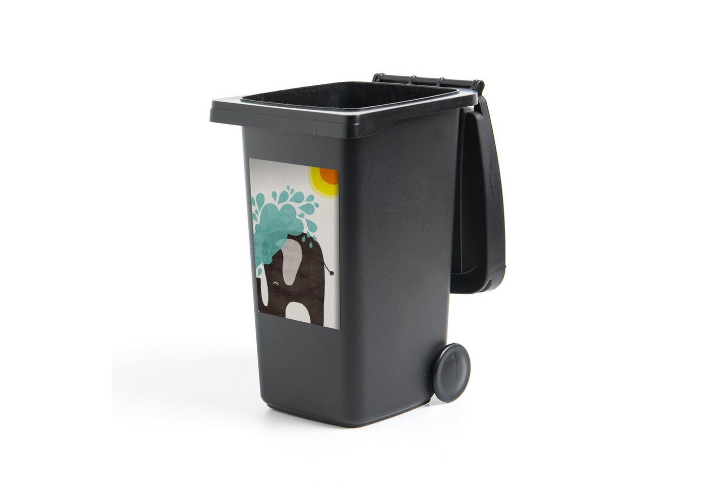 MuchoWow Wandsticker Elefant - Kind - Wasser - Sonne (1 St), Mülleimer-aufkleber, Mülltonne, Sticker, Container, Abfalbehälter von MuchoWow