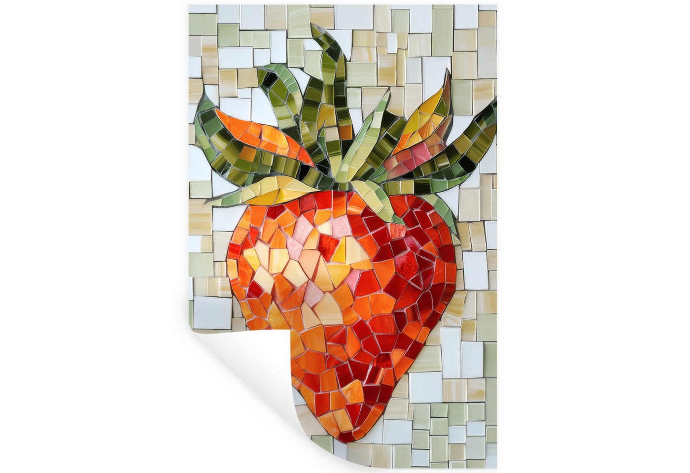 MuchoWow Wandsticker Erdbeere - Rot - Mosaik - Obst (1 St), Wandaufkleber, Selbstklebend, Wohnzimmer, 20x30 cm von MuchoWow