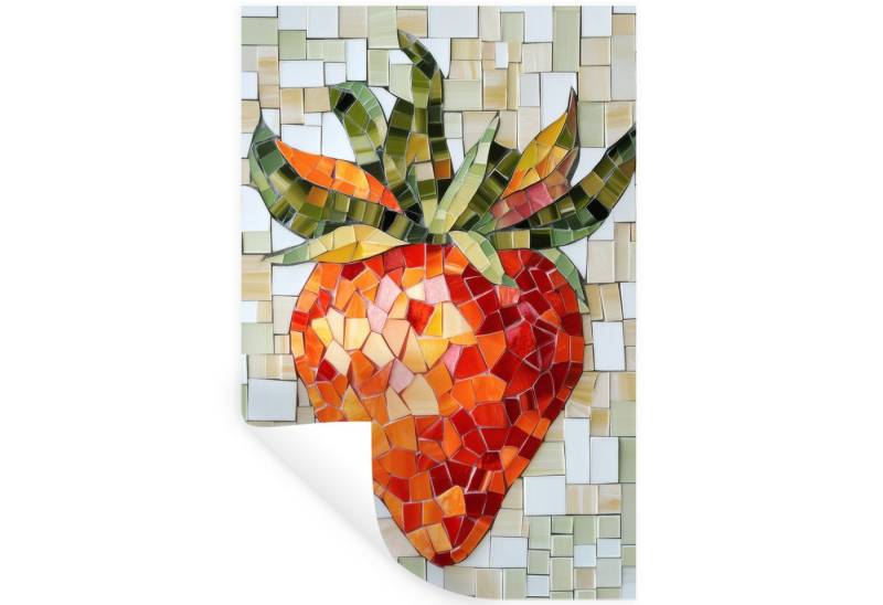 MuchoWow Wandsticker Erdbeere - Rot - Mosaik - Obst (1 St), Wandaufkleber, Selbstklebend, Wohnzimmer, 20x30 cm von MuchoWow