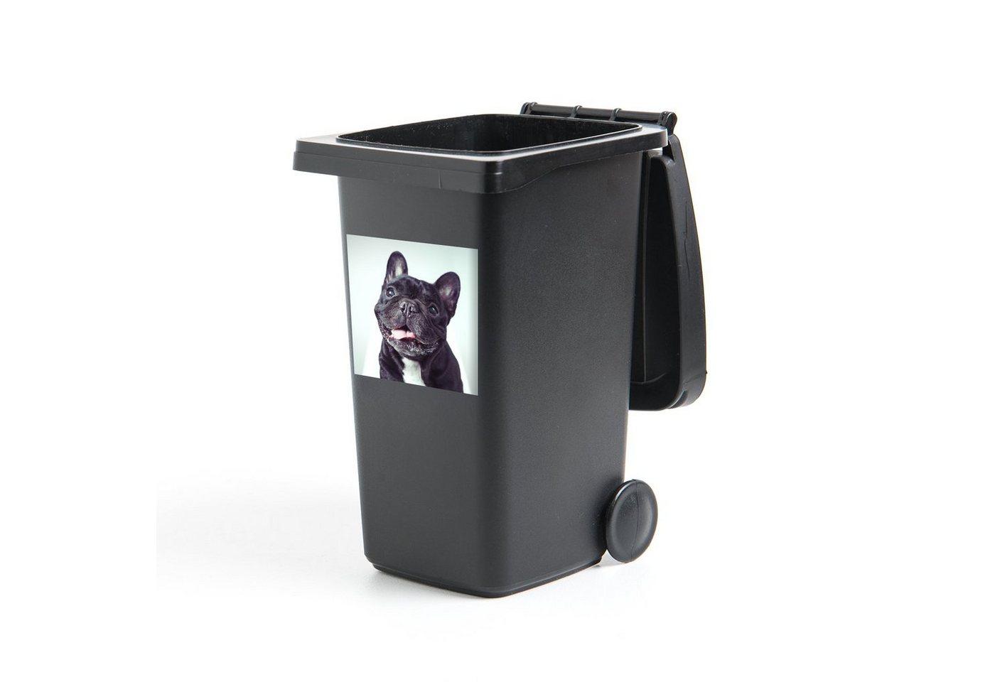 MuchoWow Wandsticker Französische Bulldogge - Schwarz - Stuhl (1 St), Mülleimer-aufkleber, Mülltonne, Sticker, Container, Abfalbehälter von MuchoWow