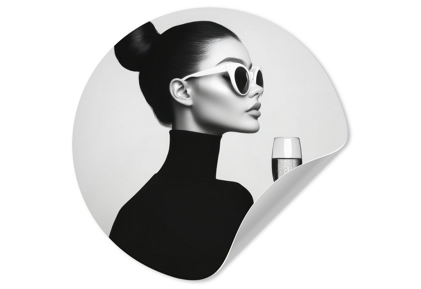 MuchoWow Wandsticker Frau - Champagner - Modern (1 St), Wanddeko Wohnzimmer Schlafzimmer Wandverkleidung, 50x50 cm von MuchoWow