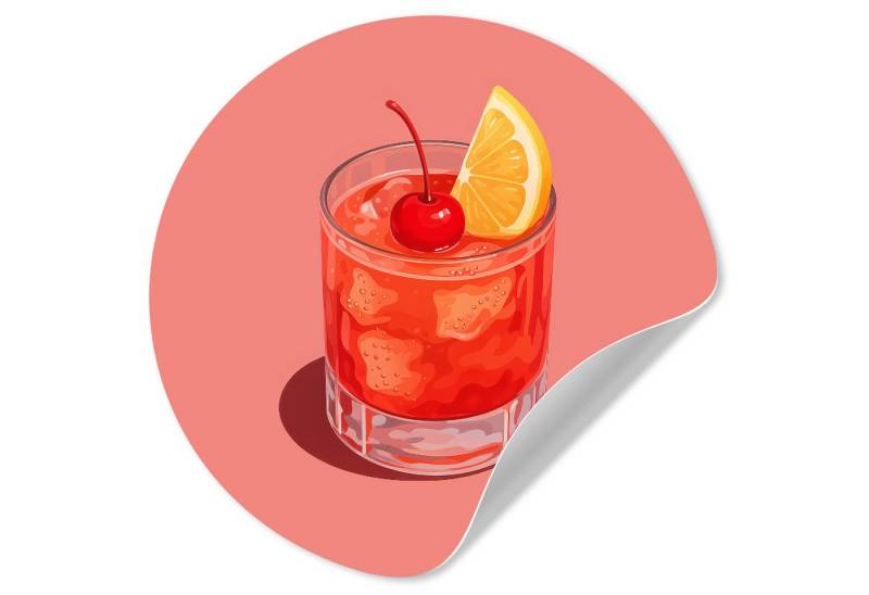 MuchoWow Wandsticker Glas - Eiswürfel - Zitrone - Kirsche (1 St), Wandtattoo Selbstklebend, Wohnzimmer Deko Aufkleber, 30x30 cm von MuchoWow