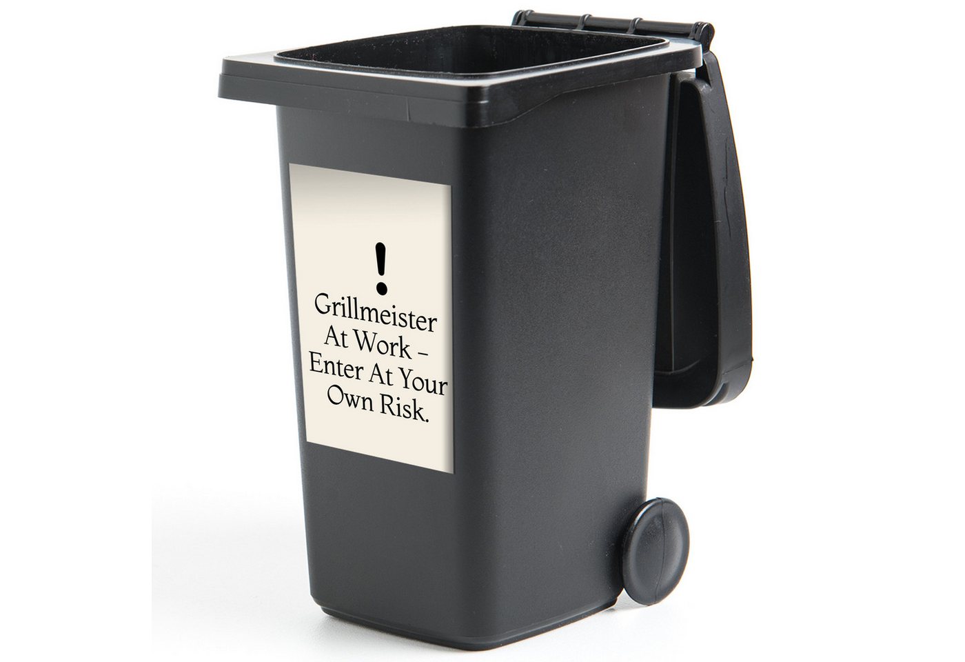 MuchoWow Wandsticker Grill - Ausrufezeichen - Schwarz - Text (1 St), Mülltonnen-Aufkleber, Mülleimer, Mülltonne, Sticker, 40x60 cm von MuchoWow