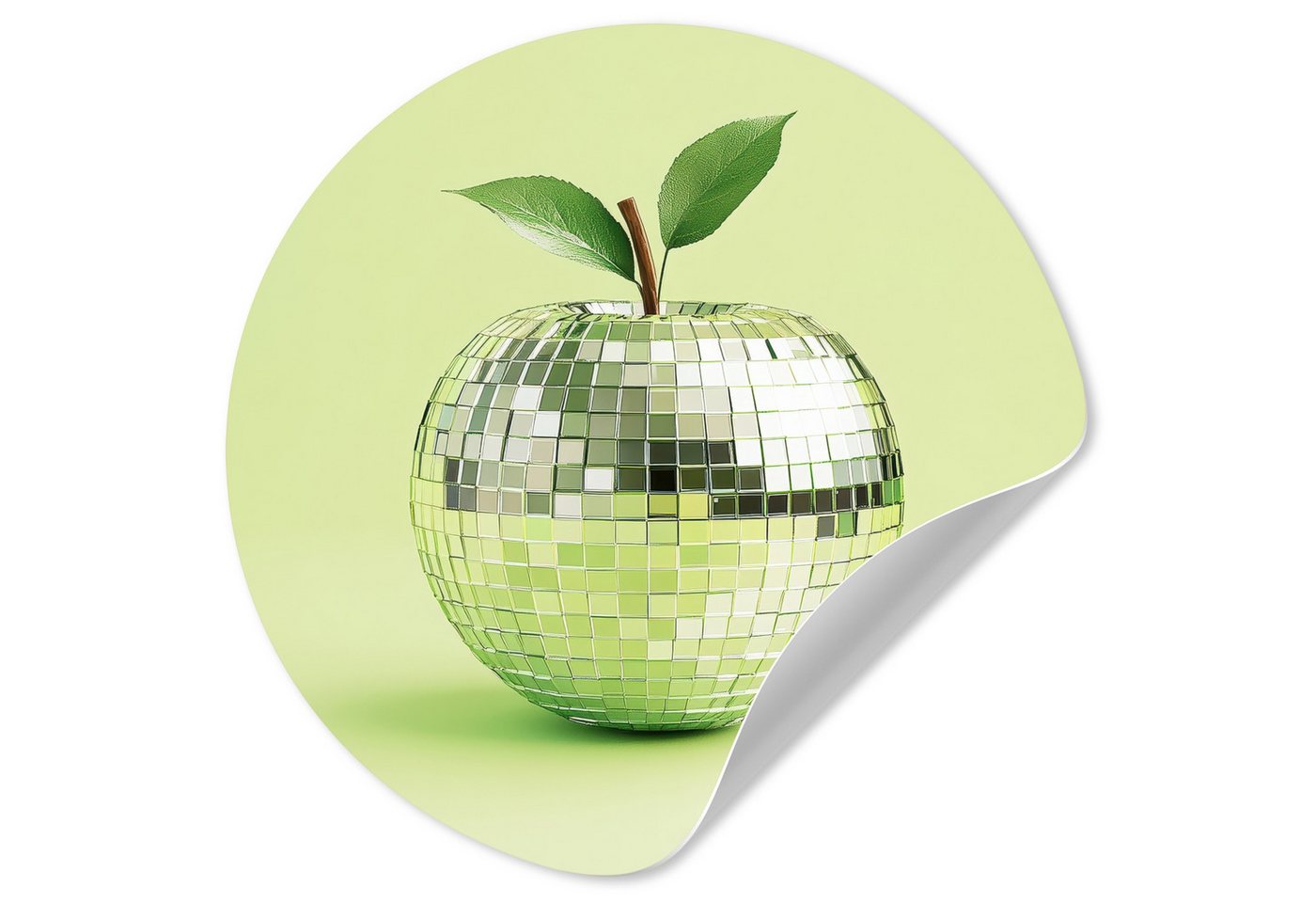 MuchoWow Wandsticker Grün - Disco - Dekoration - Apfel (1 St), Wandtattoo Selbstklebend, Wohnzimmer Deko Aufkleber, 30x30 cm von MuchoWow