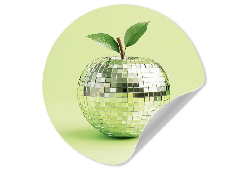 MuchoWow Wandsticker Grün - Disco - Dekoration - Apfel (1 St), Wandtattoo Selbstklebend, Wohnzimmer Deko Aufkleber, 30x30 cm von MuchoWow
