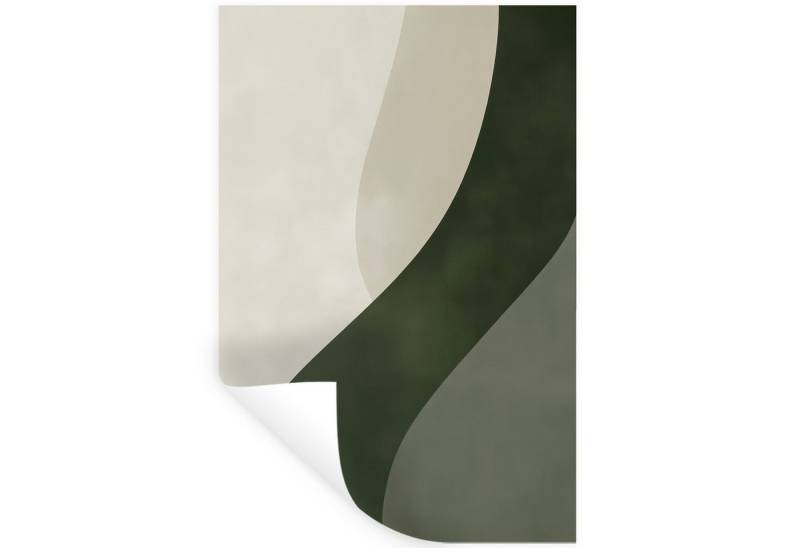 MuchoWow Wandsticker Japandi - Grün - Abstrakt - Modern (1 St), Wandaufkleber, Selbstklebend, Wohnzimmer, 20x30 cm von MuchoWow