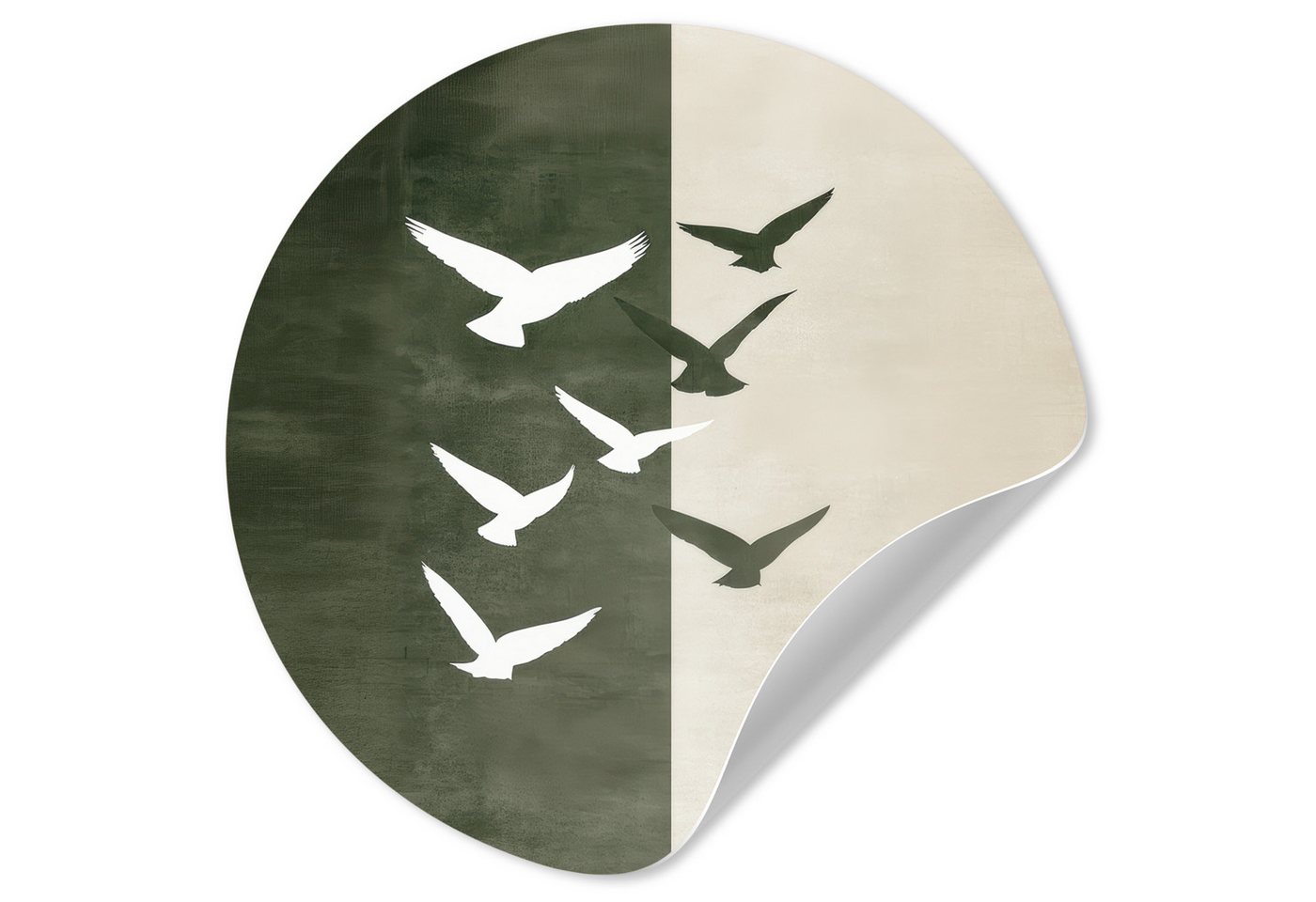 MuchoWow Wandsticker Japandi - Vogel - Grün (1 St), Wandtattoo Selbstklebend, Wohnzimmer Deko Aufkleber, 30x30 cm von MuchoWow