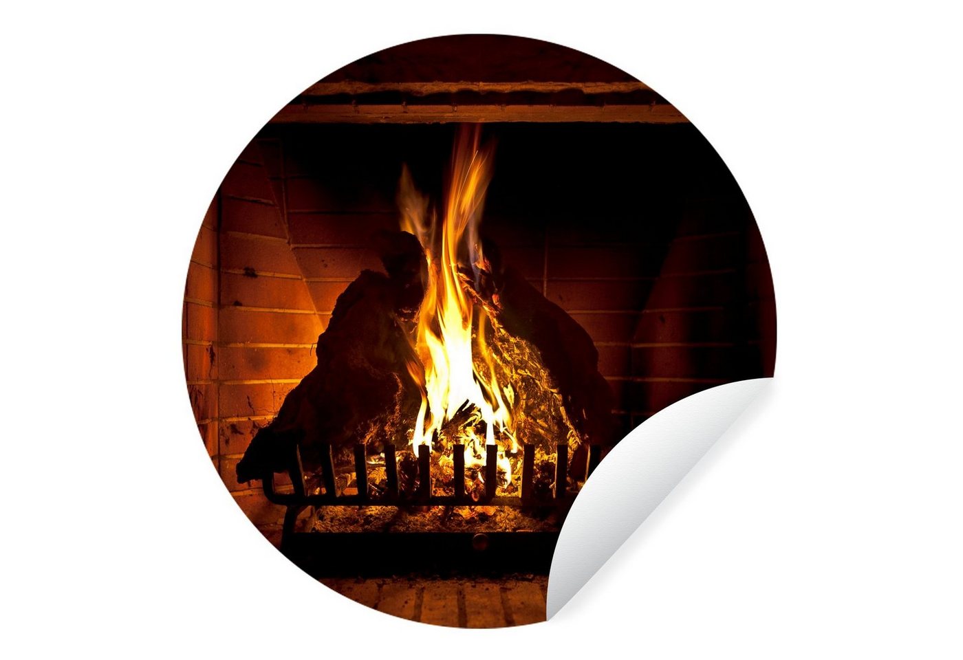 MuchoWow Wandsticker Kamin mit hohen Flammen (1 St), Wandtattoo Selbstklebend, Wohnzimmer Deko Aufkleber, 30x30 cm von MuchoWow