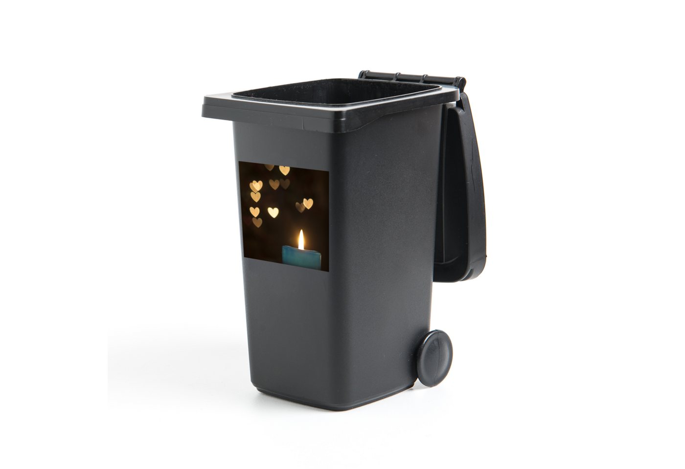 MuchoWow Wandsticker Kerze - Licht - Herz - Abstrakt (1 St), Mülleimer-aufkleber, Mülltonne, Sticker, Container, Abfalbehälter von MuchoWow