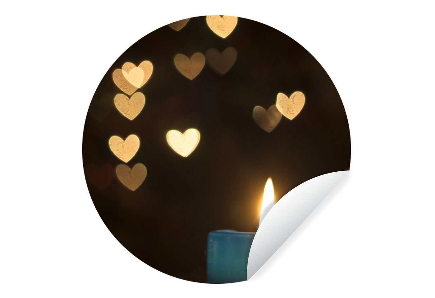 MuchoWow Wandsticker Kerze - Licht - Herz - Abstrakt (1 St), Tapetenkreis für Kinderzimmer, Tapetenaufkleber, Rund, Wohnzimmer von MuchoWow