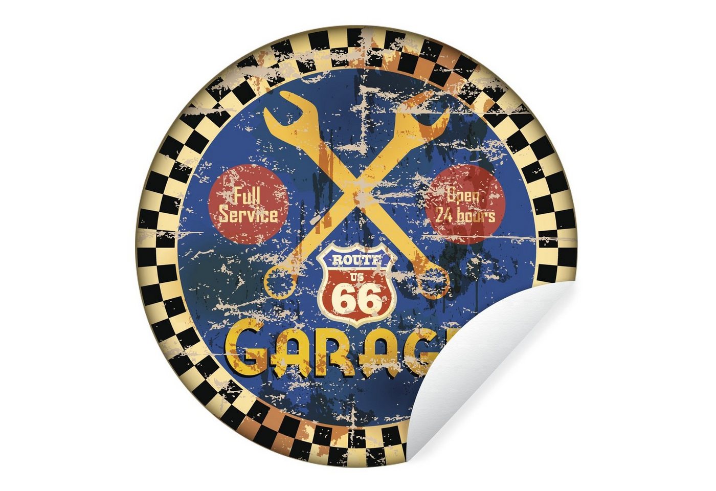 MuchoWow Wandsticker Mancave - Garage - Vintage - Route 66 (1 St), Wandtattoo Selbstklebend, Wohnzimmer Deko Aufkleber, 30x30 cm von MuchoWow